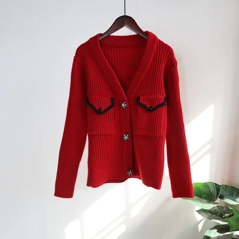 

Cardigans Autumn and winter 2022 new Korean solid loose knitted cardigan feminine temperament design sweater coat fashion tops
