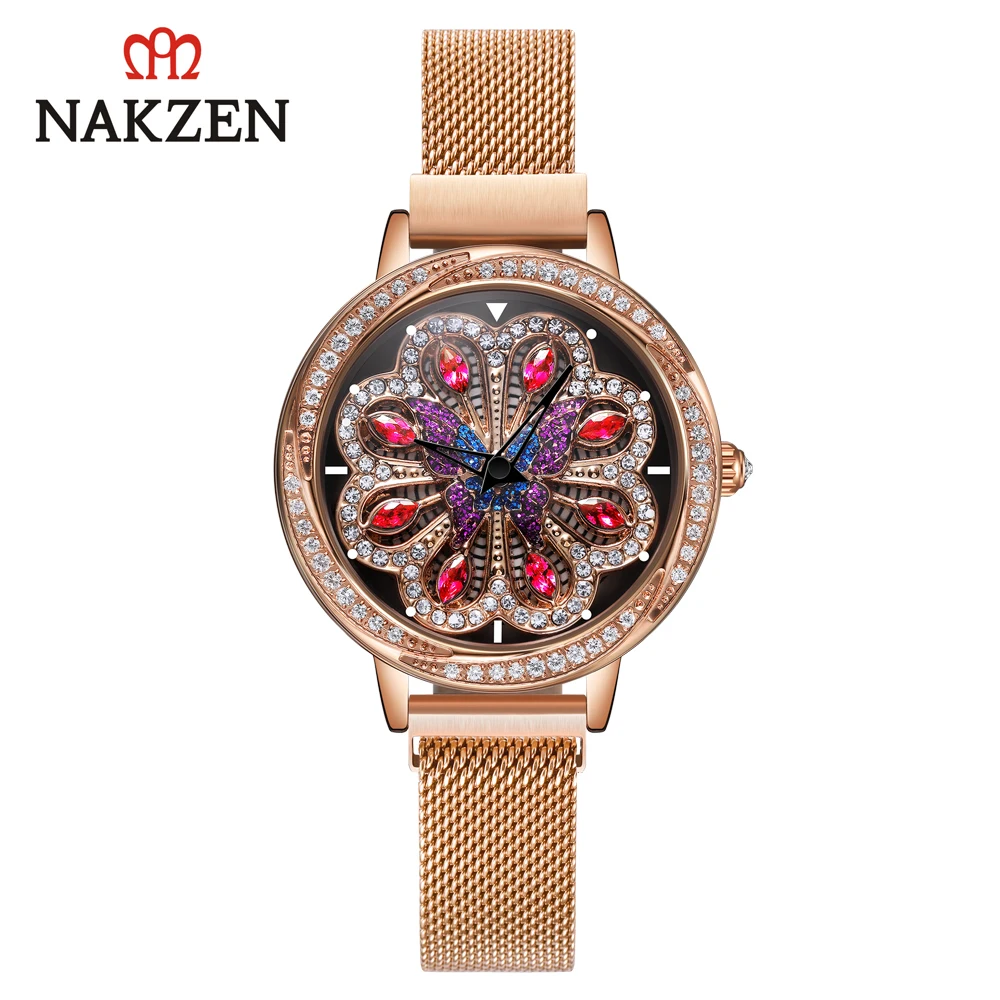 

NAKZEN Time to run fashion net red women's watch Japanese movement waterproof steel mesh belt