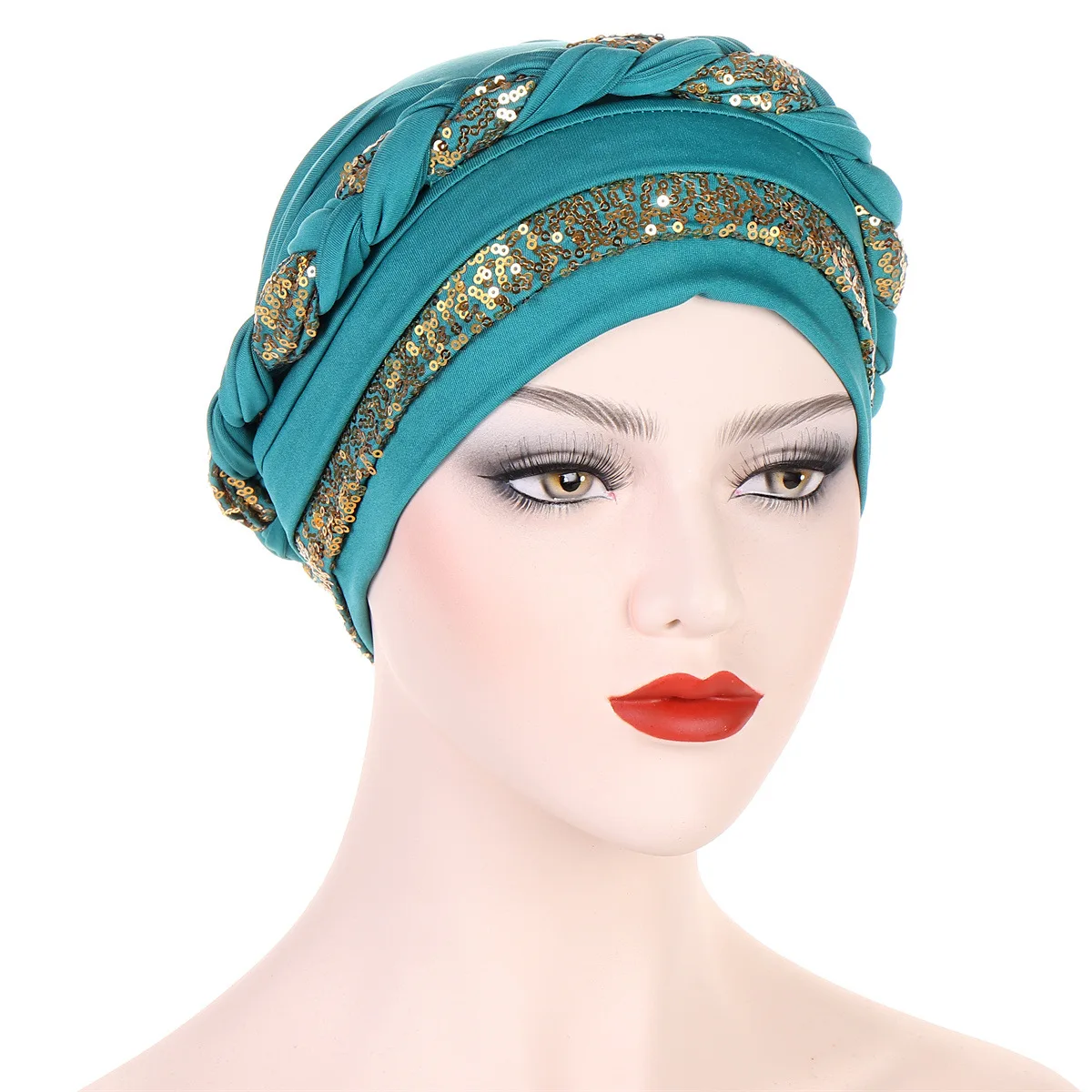 

India Muslim Women Hijab Hat Cancer Chemo Cap Braid Sequin Turban Islamic Head Wrap Lady Beanie Bonnet Hair Loss Cover