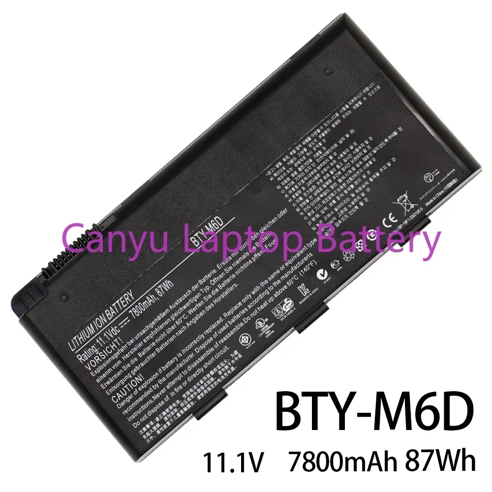 BTY-M6D для MSI GT60 GT70 GX780R GX680 GX780 GT780R GT660R GT663R GX660 GT680R GT783R 9CELLS 7800 мАч 87 Втч Аккумулятор