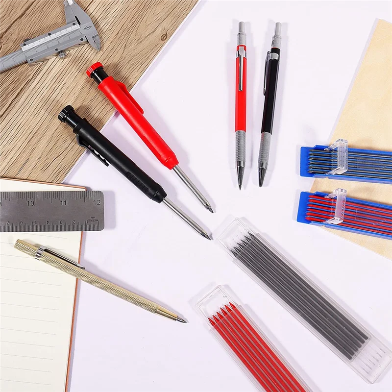 

Mechanical Carpenter Pencils Set with Refills 5Pcs Woodworking Scriber Tool Colorful Deep Hole Pencils Marking Tool