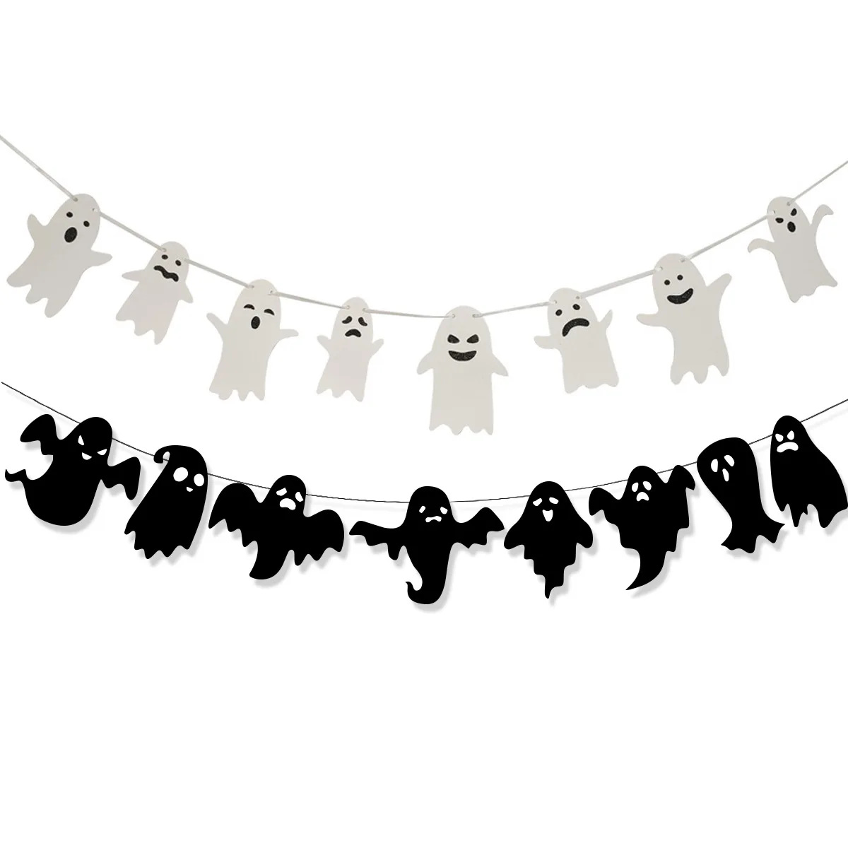 

Halloween Horror Black White Ghost Banner Haunted Houses Hanging Props Happy Terror Halloween Ghost Festival Party Decor