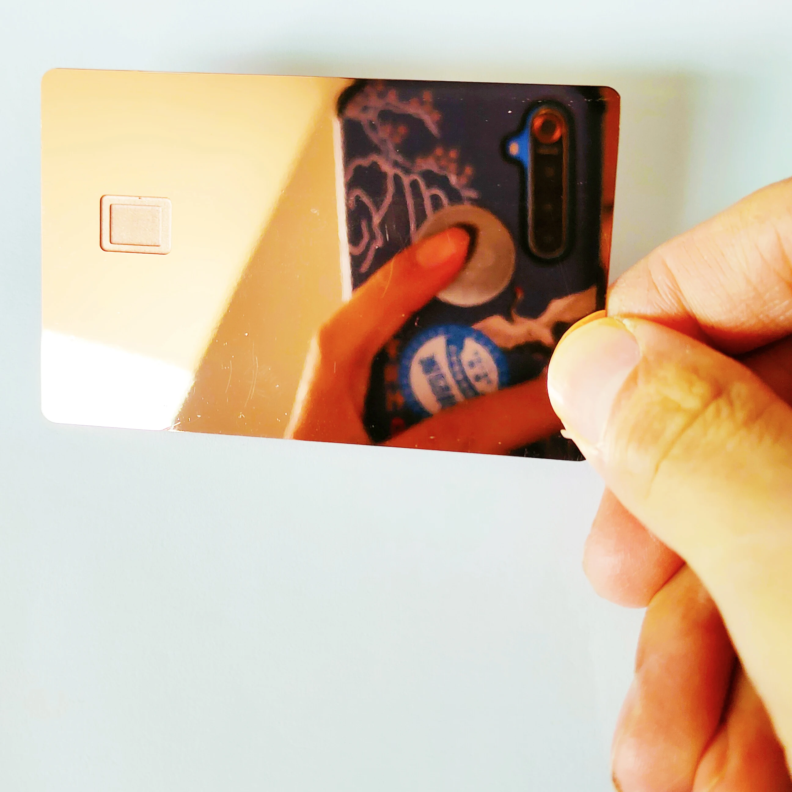 Продажа 25 шт., зеркальные отражающие металлические карточки для банковских карт