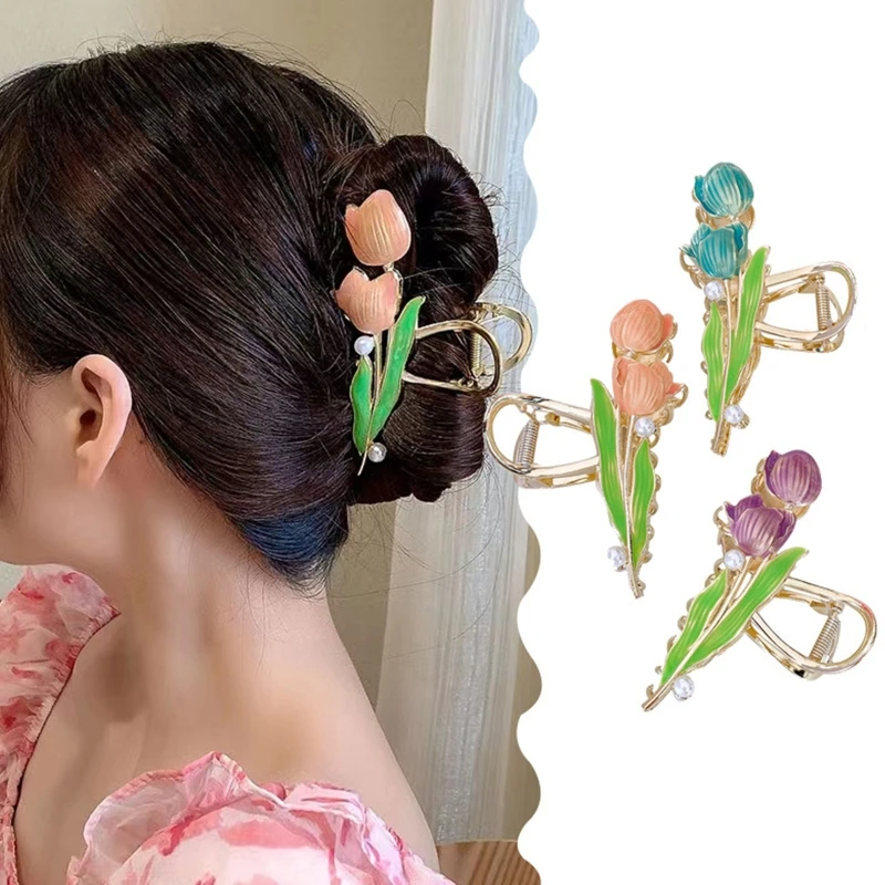 

Elegant All-match Hair Claw Alloy Summer Spring Headwear Female Hair Accessories Tulips Shape Hair Claw Sweet Style