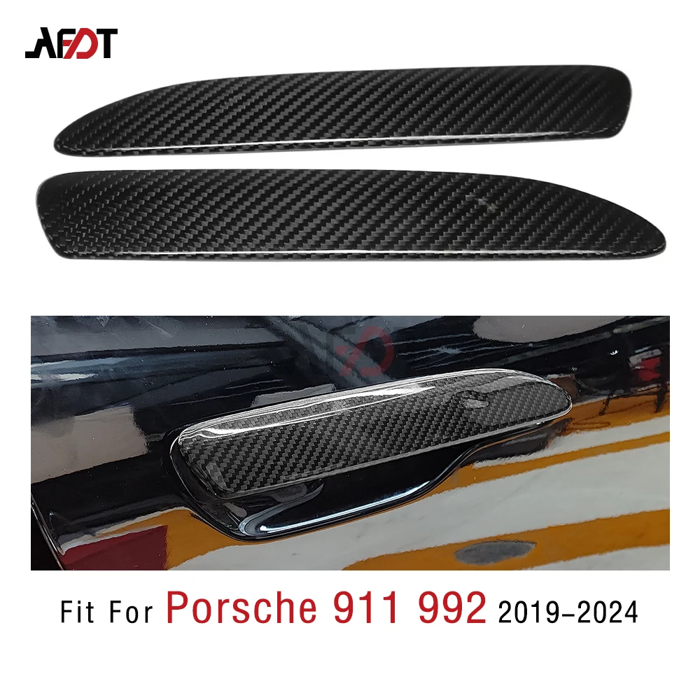 

AFDT для Porsche 911 992 2019-2024, настоящее углеродное волокно, внешняя дверь автомобиля, декоративная крышка, наклейка, аксессуары