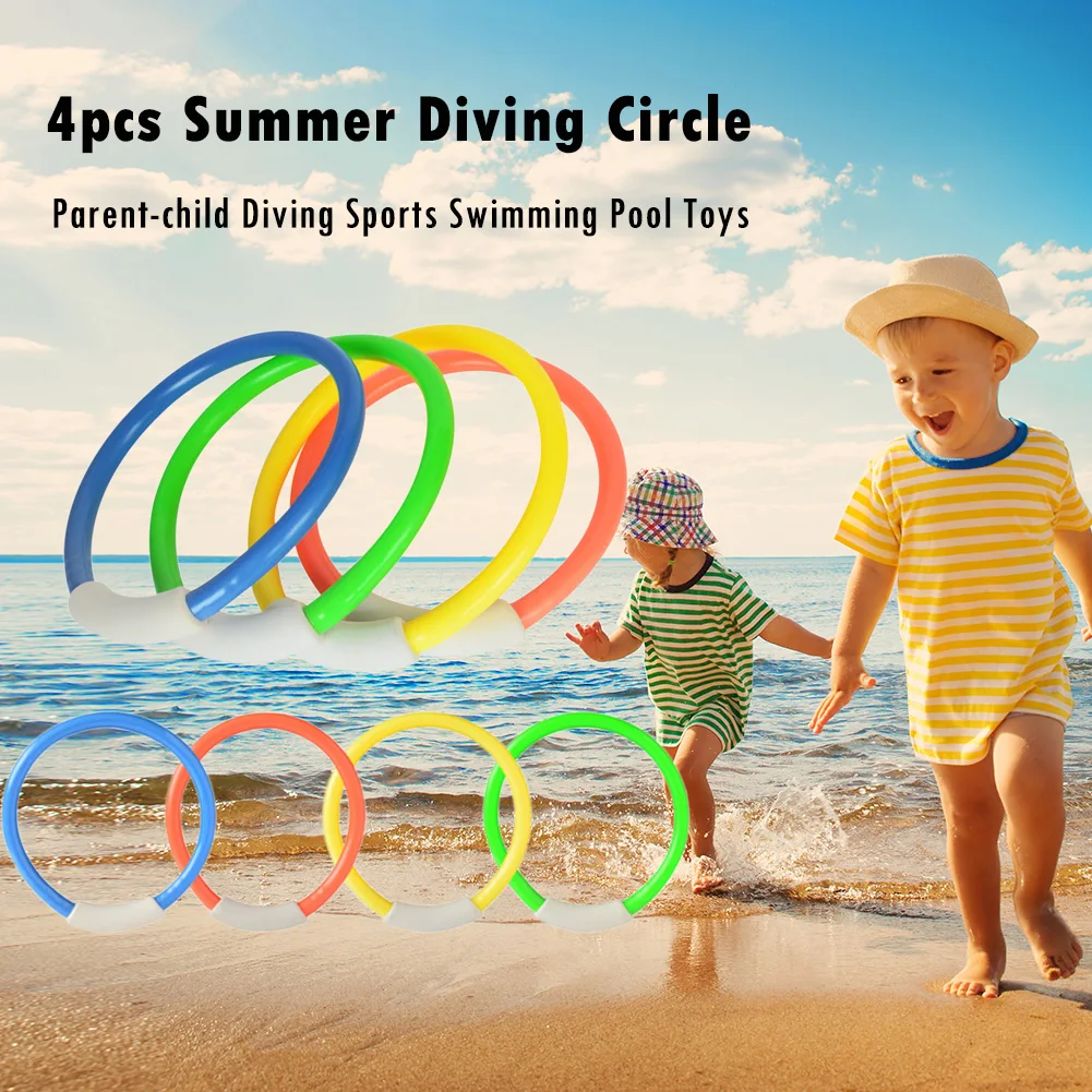 

4pcs Swimming Pool Diving Rings Throwing Training Kids Diving Circle Summer Entertainment Toy for Kids Outdoor Underwater Sports