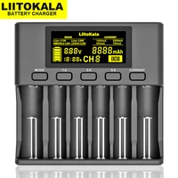 liitokala lii s6 battery charger 18650 6 slot car polarity detect for 18650 rc123 14500 26650 21700 32650 aa aaa batteries