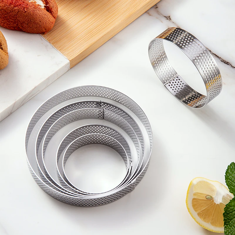 

6PCS Round Stainless Steel Cake Molds Mousse Cake Tart Circle Mold Pizza Fruit Pie Quiche Cake Mousse Mold Kitchen Baking Mould