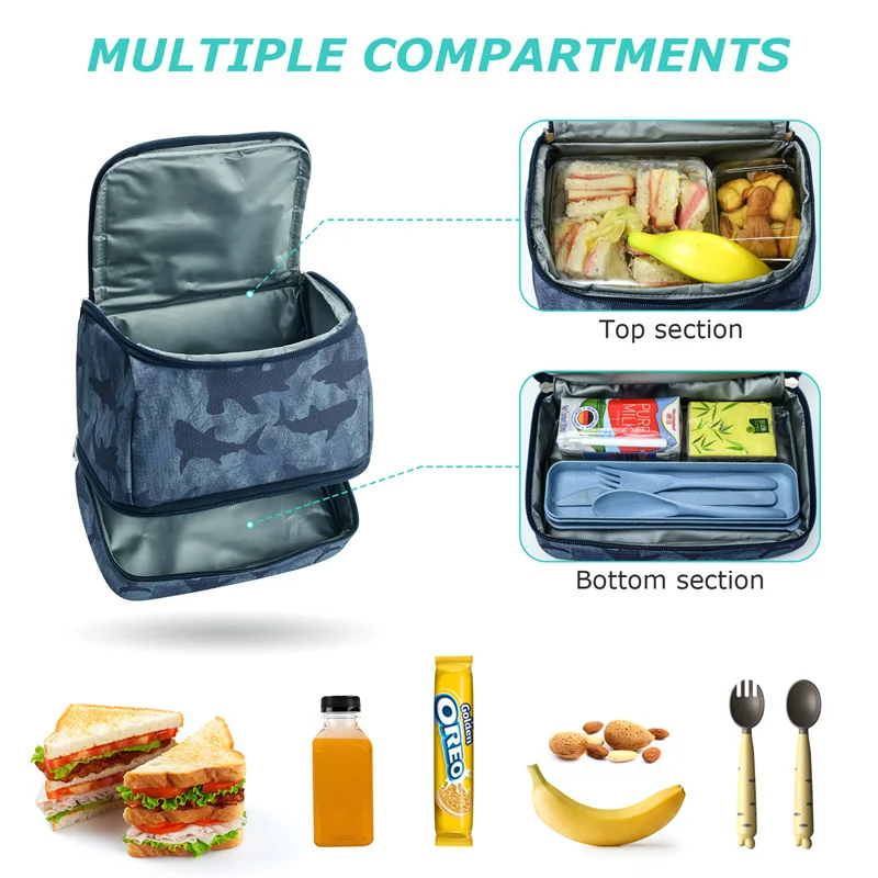 iFARADAY Shark Lunch Box Kids Lunch Bag for Boys girl lunch bag Cooler Thermal Insulated Lunch Box Picnic Travel School Tote Bag