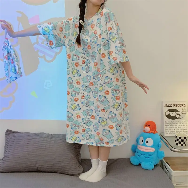 

Пижама Hangyodon аниме Sanrio креативная кавайная летняя уютная Милая одежда с коротким рукавом милый мультяшный подарок на день рождения