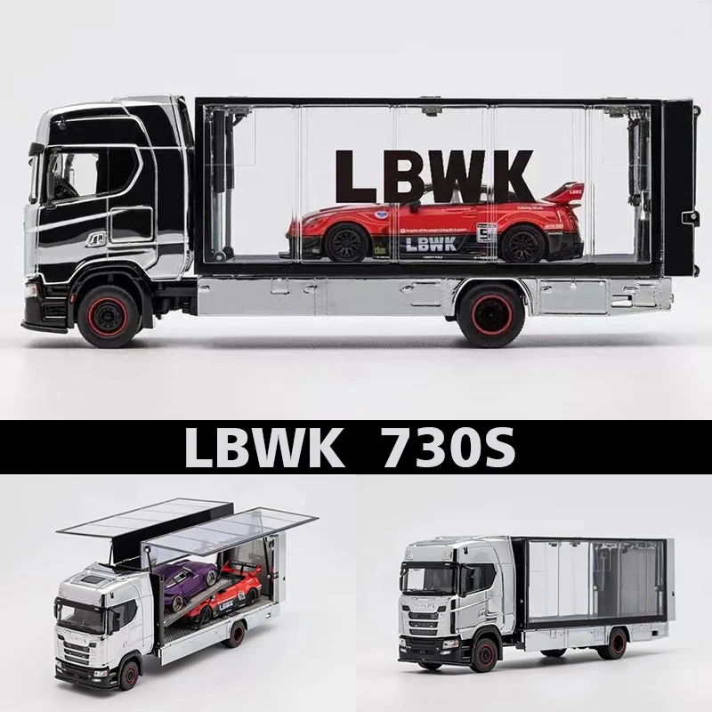 

GCD 1:64 Enclosed Double Deck Tow Truck Transparent Gull Wing LBWK RWB Chrome Silver Alloy Diorama Car Model Miniature