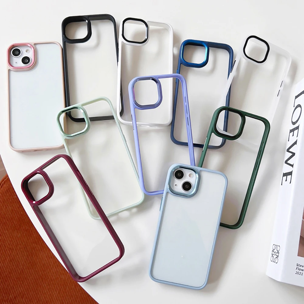 

10PCS Transparent Candy Color Case For iPhone 14 Pro Max Promax Phone Shockproof Silicone Cover Fashion Soft Protection Shell