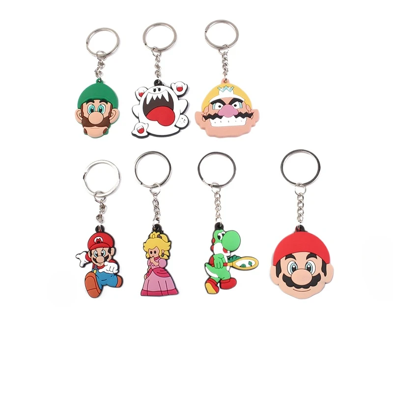 

Брелок для ключей в виде Super Mario Bros, ПВХ кулон в стиле аниме для мужчин и женщин, кольцо для автомобильных ключей с подвеской для рюкзака, милые аксессуары для девочек, ювелирные изделия