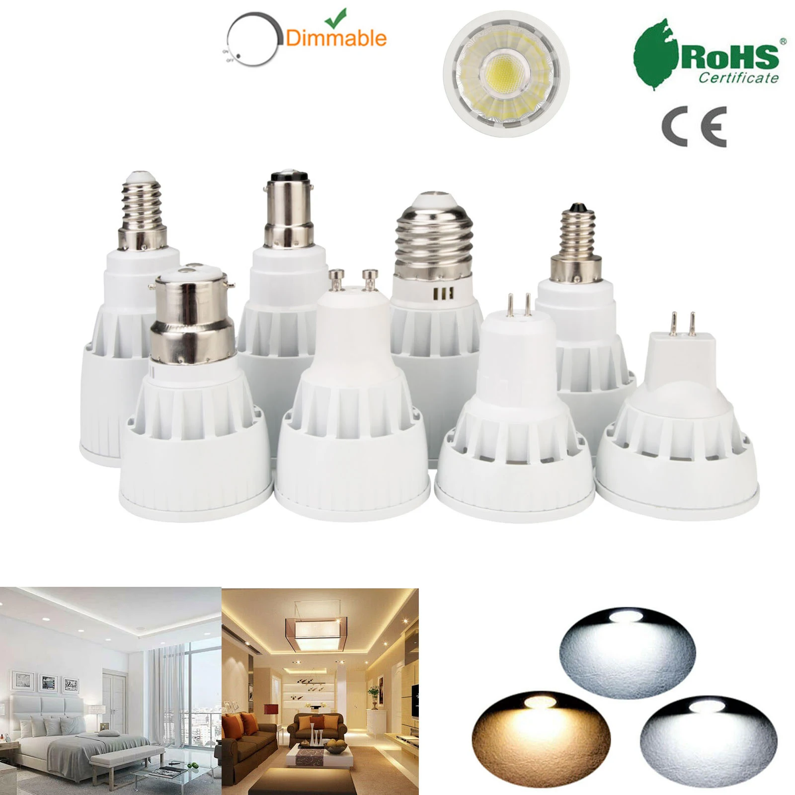 Регулируемый световой прожектор Cob Led Лампочка красная и 45 12 Вт 4000K Lampada Холодная