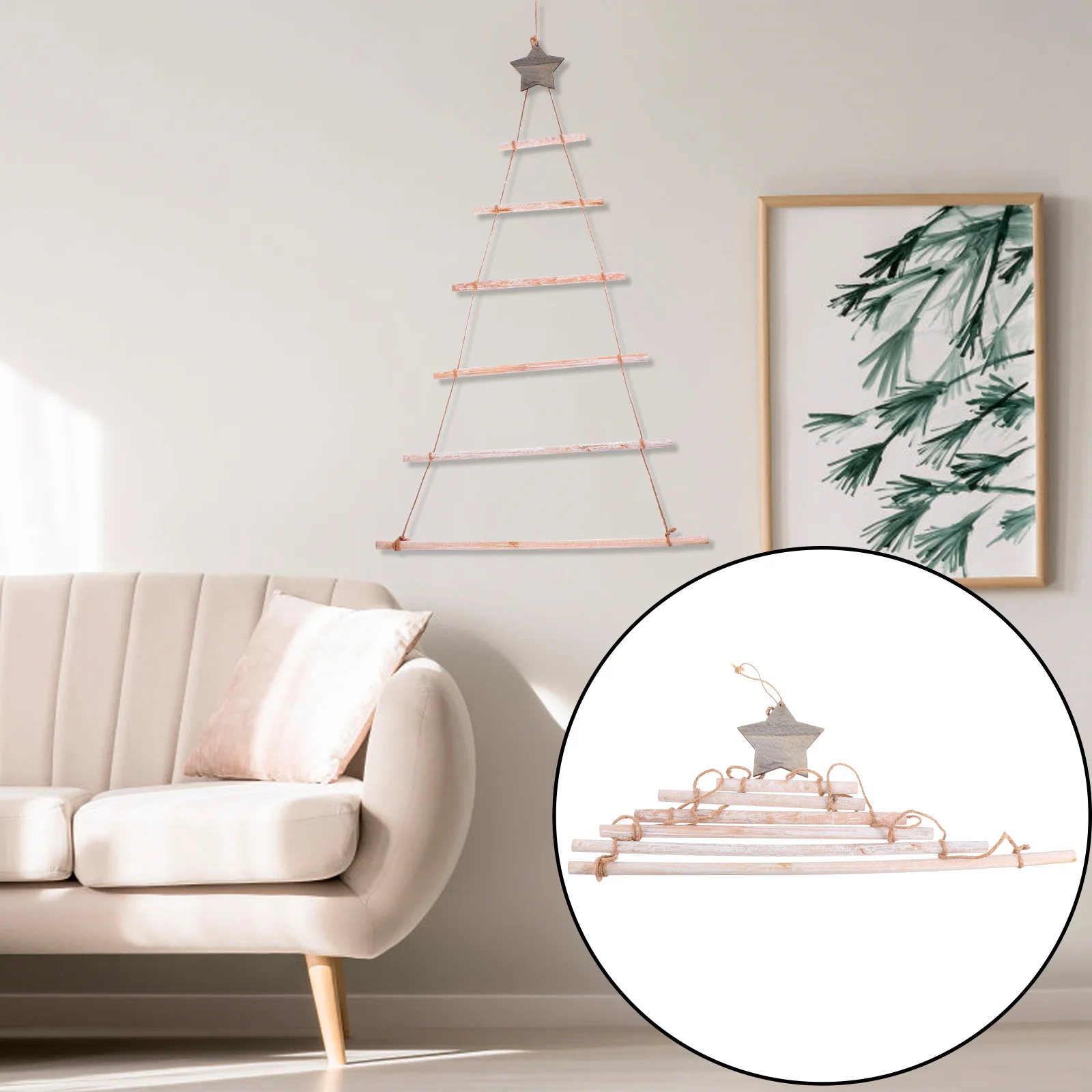 

Coheali Christmas Hanging Pendants Christmas Branch Ladder Wall Hanging Decoration Wood Wall Branch Ladder Hanging Rack Xmas