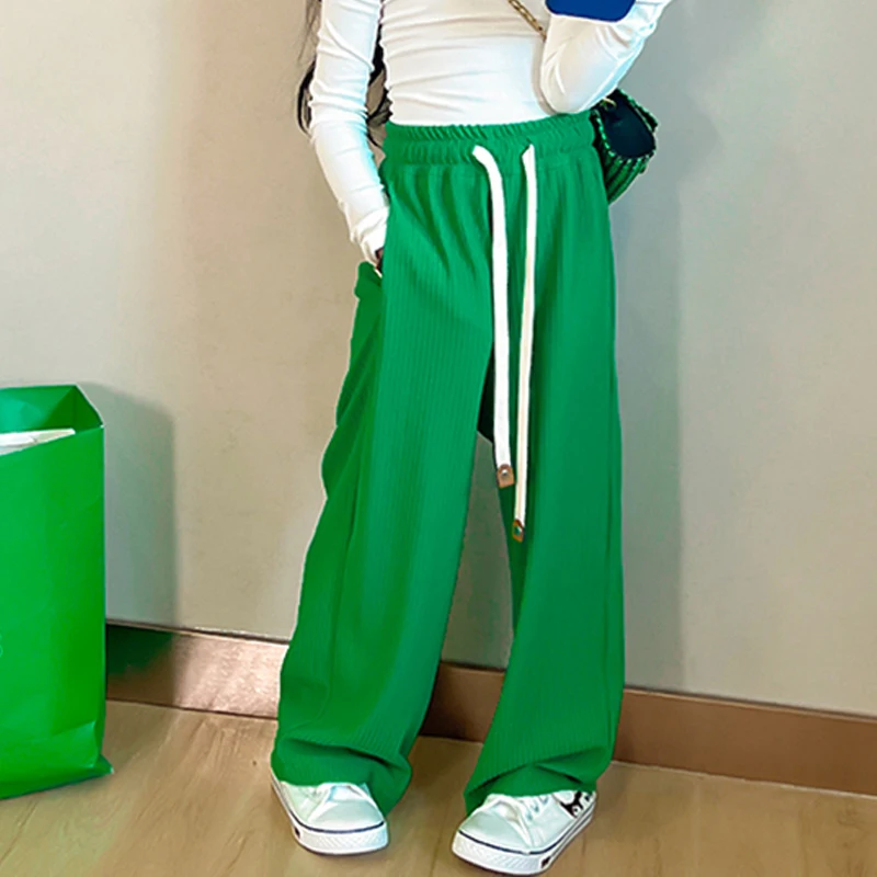 

Летние штаны для маленьких девочек, детские брюки, детские штаны для малышей, модные штаны с широкими штанинами, зеленые тонкие детские брюк...