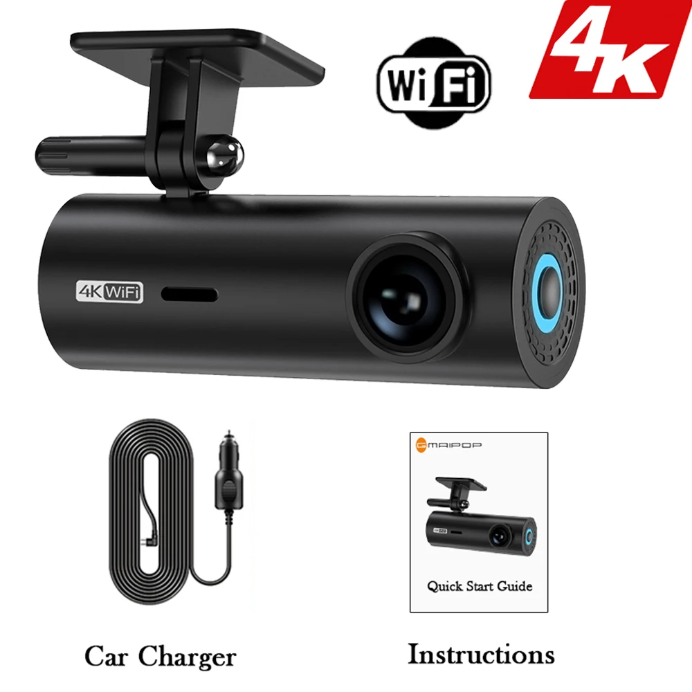 

4K видеорегистратор WiFi UHD 3840*2160P, Автомобильный видеорегистратор, видеорегистратор, 24-часовой монитор парковки, автомобильные аксессуары