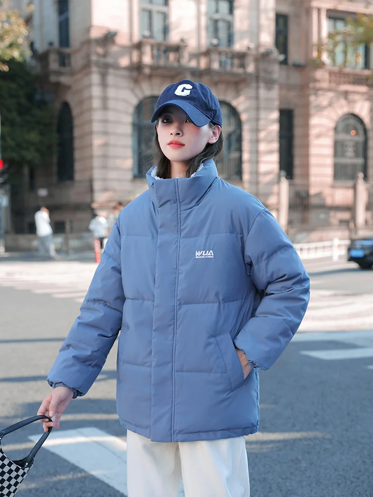 Womens Khaki Reversible Down Jackets Winter Baggy Comfortable Coat Thickening Warm Female Puffer Cotton Padded Jacket Outwear