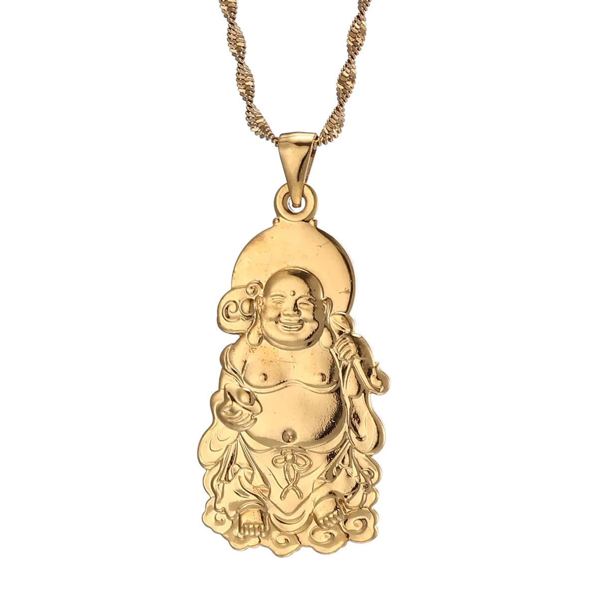 

Золотые модные ожерелья Будды Maitreya для женщин и мужчин, ювелирные изделия