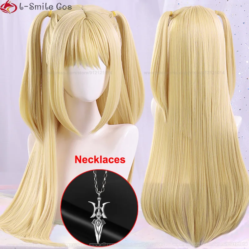 Death Note Misa Amane Cosplay Wig Cosplay Women 70cm Long Golden Wig Cosplay MisaMisa Wig Heat Resistant Synthetic Wigs