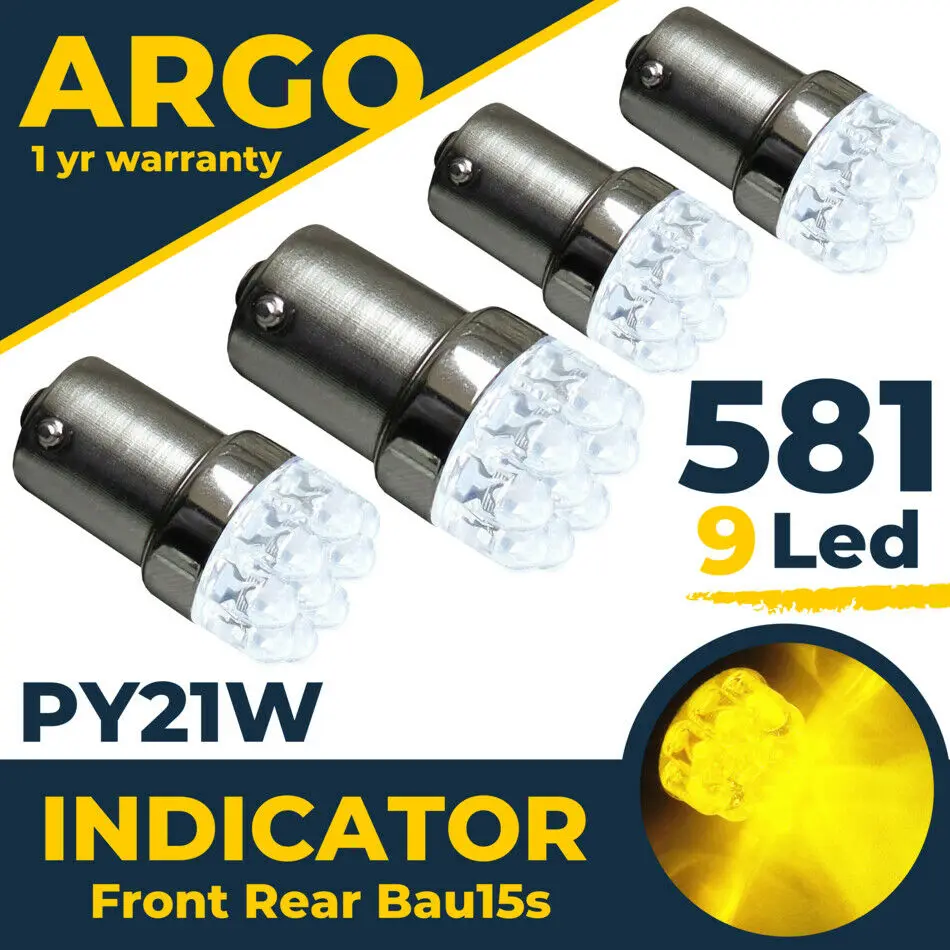 

581 Py21w Indicator Amber Bau15s Led Light Bulbs Yellow Signal 1156 Car Bulb 12v