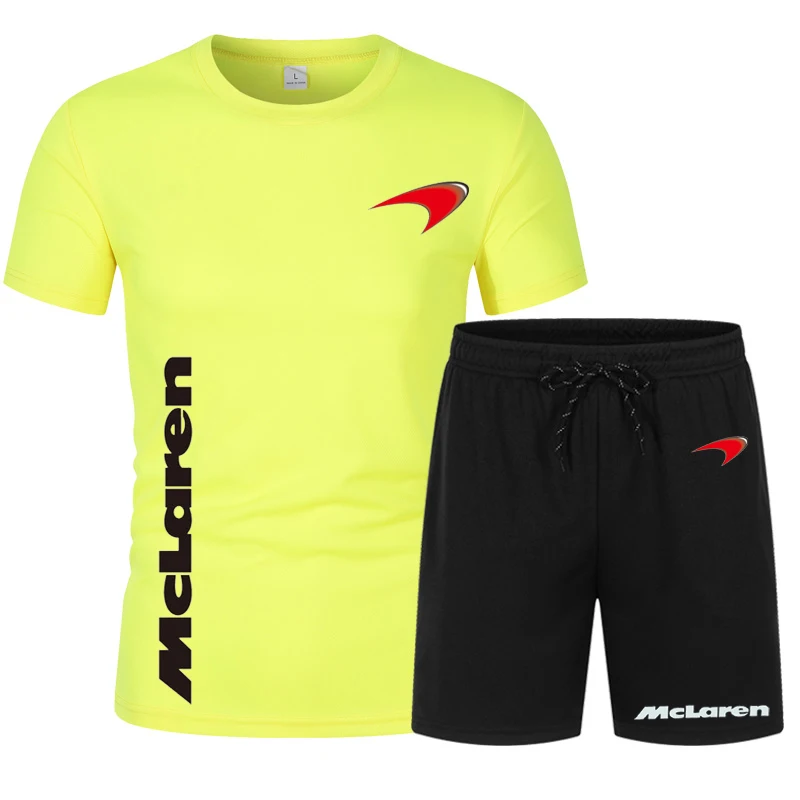 2022 F1 McLaren Team Men's Sets Sportswear Cotton Fitness Running Fashion Short Sleeve Shirt T-Shirt +Jogging Pants men clothing