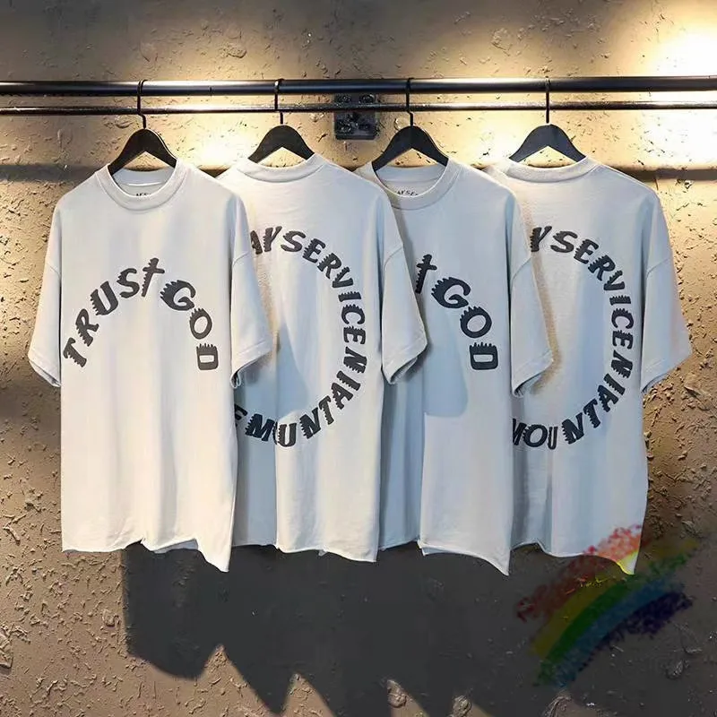 

High Street Oversize Kanye West Sunday Service T-shirts Summer Loose Casual Apricot Holy Spirit T shirt Trust God Top Tees