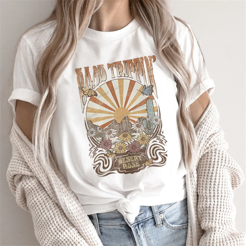 Женская футболка с коротким рукавом, с принтом бабочки и букв Женская футболка с коротким рукавом, с принтом бабочки и букв