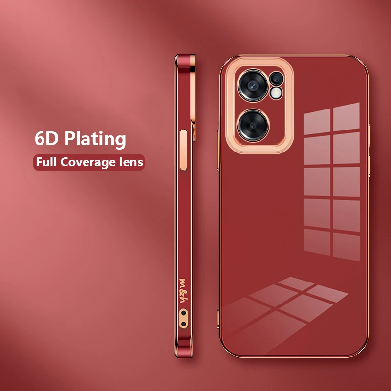

6D Plating Case for OPPO Reno 7 SE Pro Reno 6 Pro 5G Full Coverage Camera Lens Soft Silicone Luxury Shockproof Protective Cover