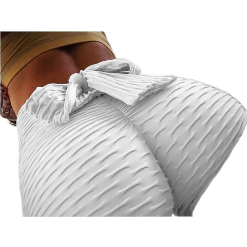 

Новинка 2022 года, плиссированные шорты с бантом, обтягивающие спортивные Леггинсы для подтяжки бедер, штаны с завышенной талией и рукавом тр...