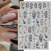 black 3d leopard nail stickers white milk cow nail design snake prints sliders animal skins foils zebra pattern manicures decor