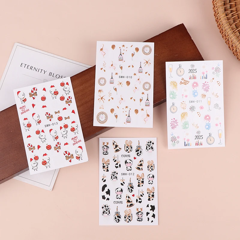 Радужные фейерверки наклейки для дизайна ногтей 3D зимний Новый год красочный