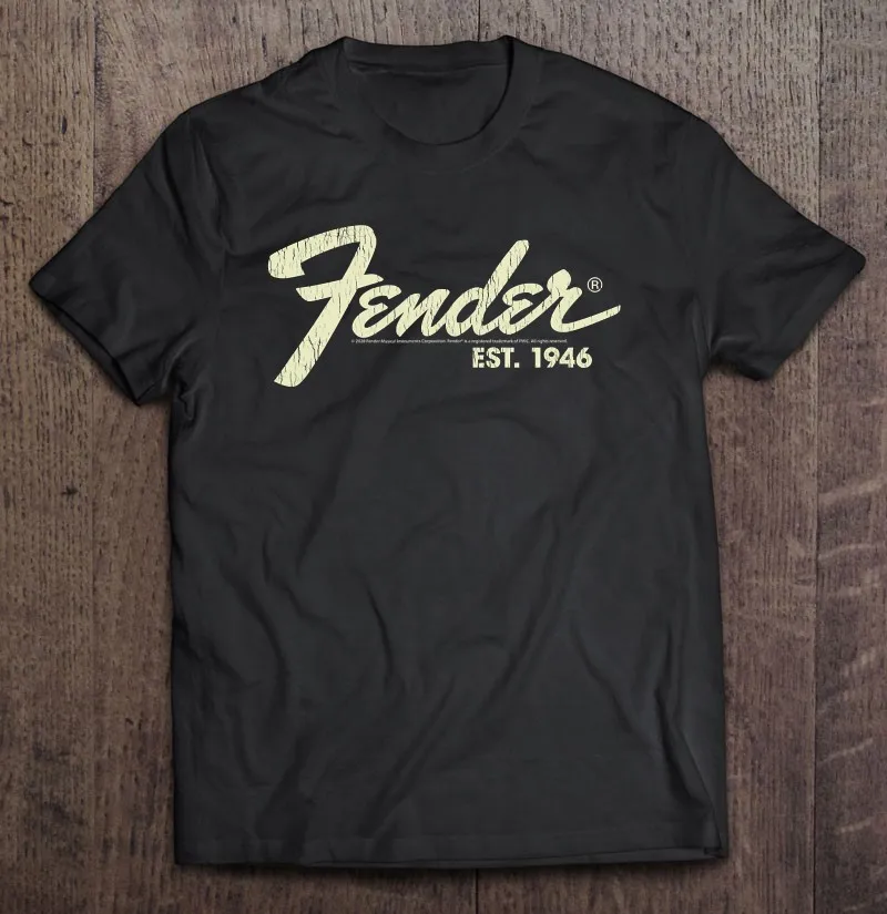 

Fender Classic Fender Est 1946 Ver2 T-Shirt Men Cotton Cotton Men Men'S T-Shirts Shirt Gym Men Blouses Manga Oversize T-Shirts