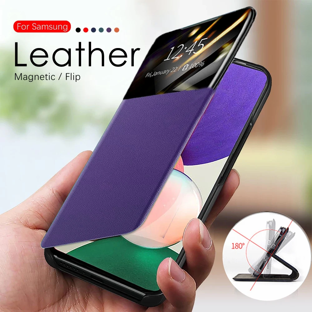 

Кожаный чехол-книжка для Samsung Galaxy S22 Ultra S21 S20 FE S10 Plus S9 S8 S7 Edge Note 20 10 9 8