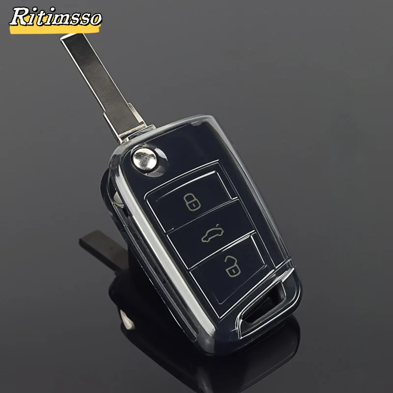 Чехол для автомобильного ключа из ТПУ Volkswagen VW Polo Golf 7 MK7 Tiguan passat Skoda Octavia Kodiaq Karoq Seat