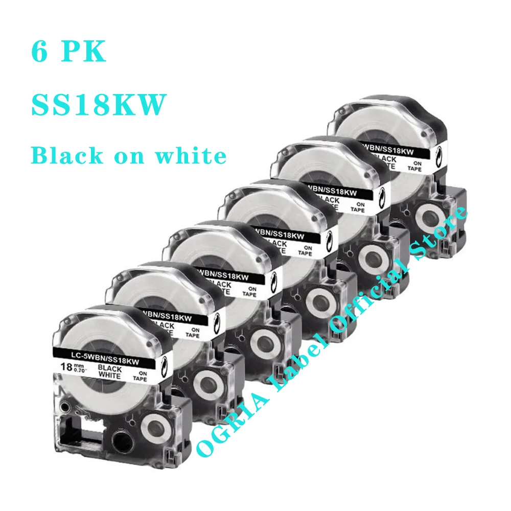 6/10 PK SS18KW LC-5WBN9 LK-5WBN 18 мм черно-белая совместимая кассета для этикеток Epson/KingJim
