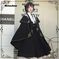 melonshow winter womens lolita cape black cloak victorian dress woman outerwear ladies coat gothic preppy style for girls