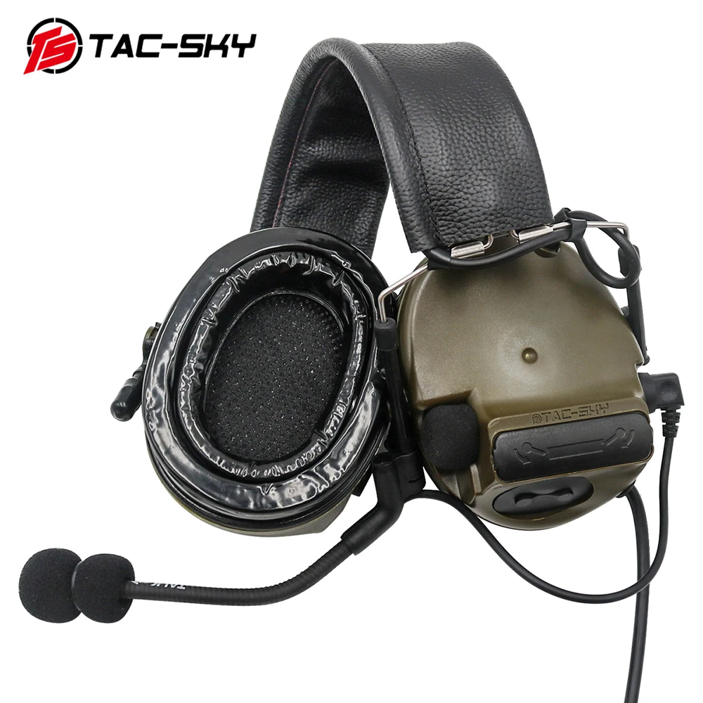 TS TAC-SKY COMTAC Tactical Headset COMTAC III Noise Cancelling Pickup Walkie Talkie Hearing Protection Shooting Headset