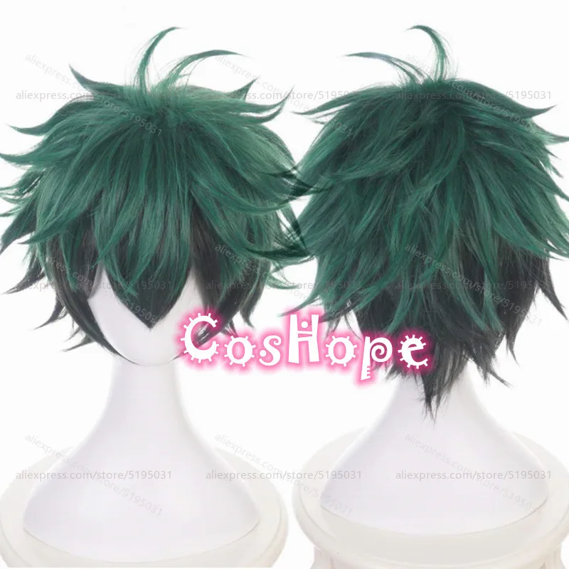 MHA Midoriya Izuku Косплей Парик Деку Короткий Пушистый Зеленый Черный Аниме Парики