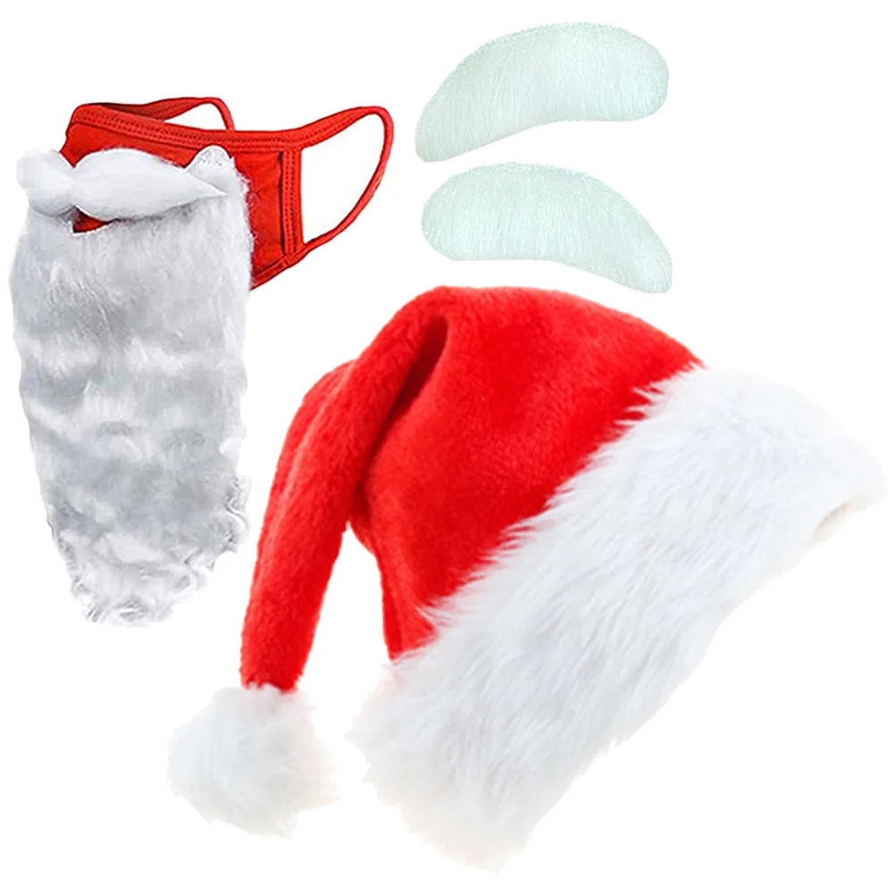 Christmas Suit Mens Red Fake Eyebrow Santa Claus Accessories Hat Photo Props Costume Accessory Fancy Dress Cloth Child