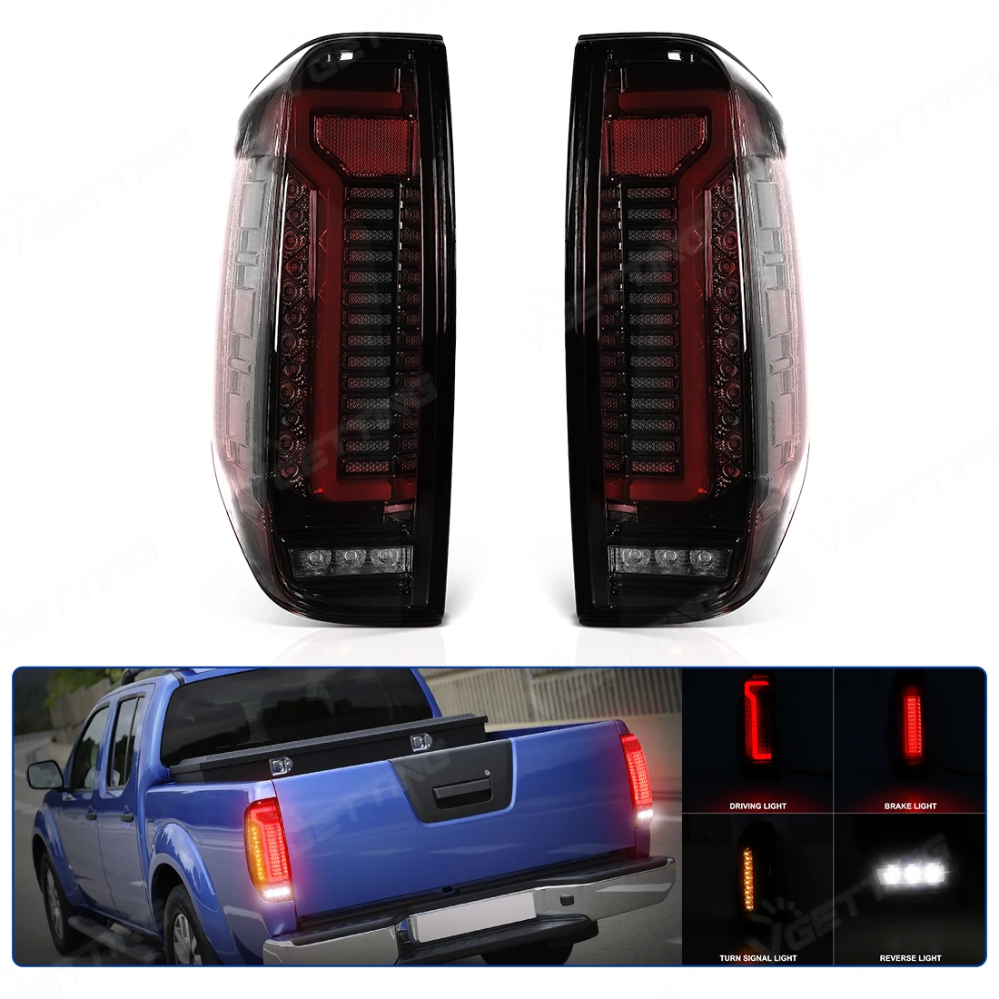 

Для Nissan Navara NP300 Frontier D40 2005-2014 светодиодный задний фонарь последовательный указатель поворота задний тормоз задние фонари дымчато-красные линзы