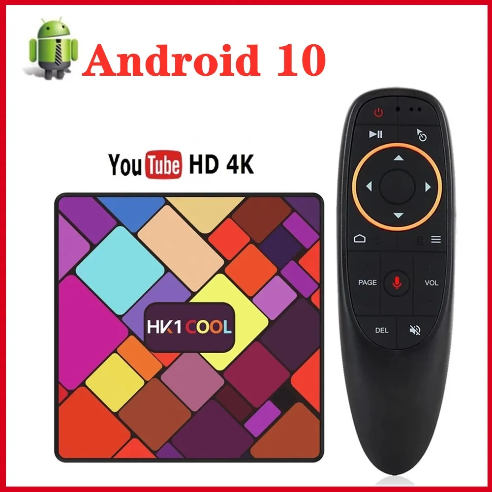 

Set Top Box Smart Android 10 RK3318 Quad Core 4G/64G Dual WIFI 4K 1080P H.265 BT Youtube Google Media Player HK1 COOL TV Box