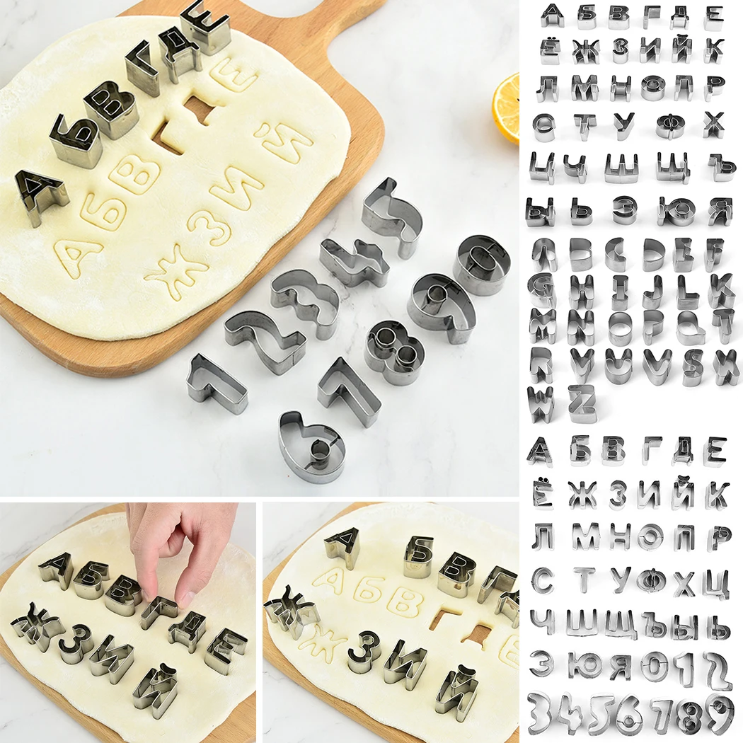 

Alphabet Letter Cookie Cutters DIY Kids Biscuit Fondant Pastry Bread Sandwich Molds Stainless Steel Kitchen Baking Molds