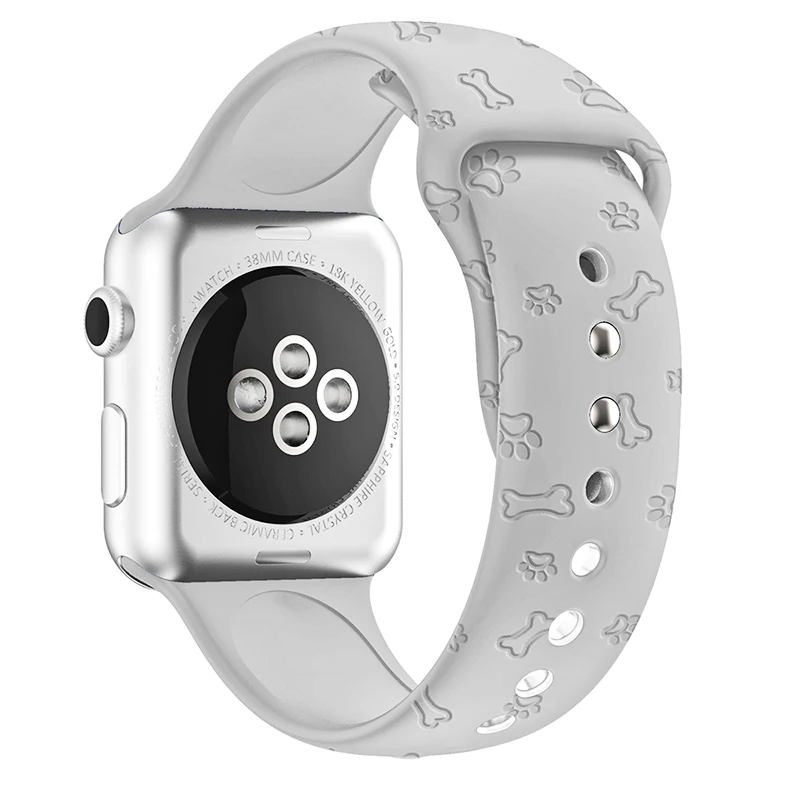 Dog Engraved Silicone Band for Apple Watch 38mm 40mm 41mm 42mm 44mm 45mm Colorful Strap for iWatch Series 8/7/6/5/4/3/2/1/SE