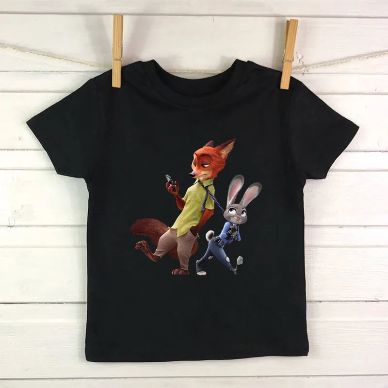 

Детская футболка Disney, смешная мультяшная одежда для маленьких девочек с изображением зоотопии, Ника вильда, Джуди хоппа, хлопковые футболки...