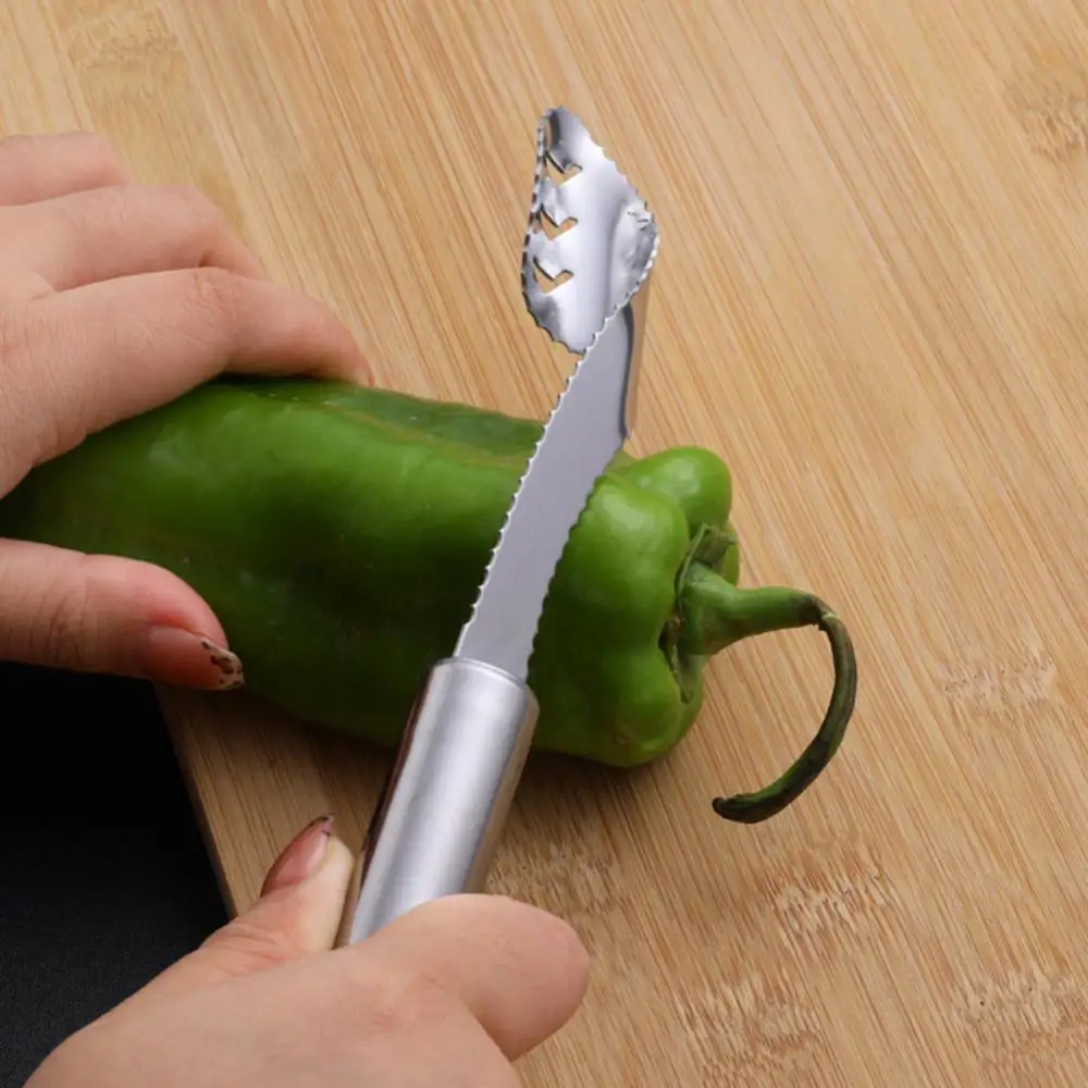 

Tail Hanging Hole Pepper Digging Tool Sawtooth Blade Design Seed Digger Corer Mirror Polishing Easy To Clean Chili Corer