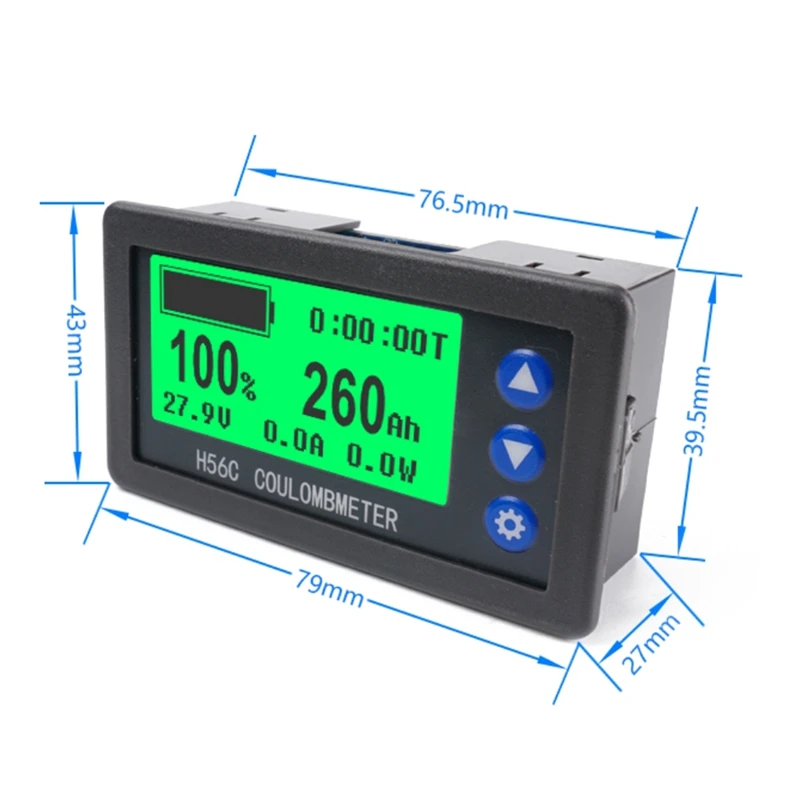 Battery Monitor Hall Coulomb Tester DC 9-100V Digital Voltmeter Ammeter Capacity Power Electricity AH Voltage Meter