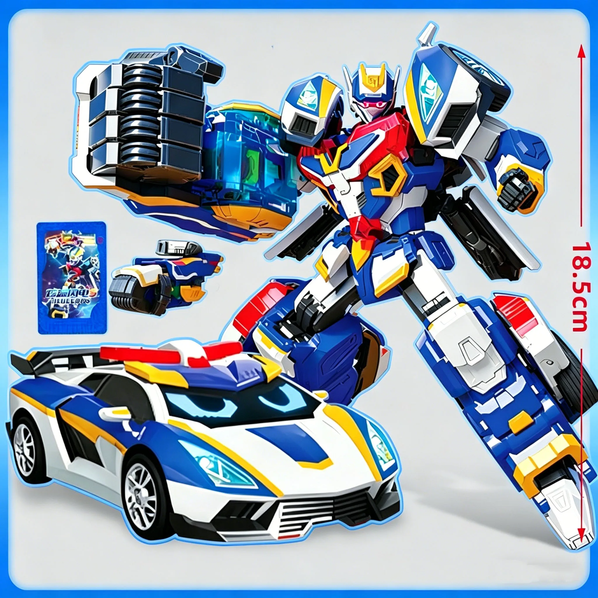 Фото Металлический робот-трансформер Cardbot Blue Cop Trinity Rescue: Фигурка-модель внедорожника-грузовика для подарка №2