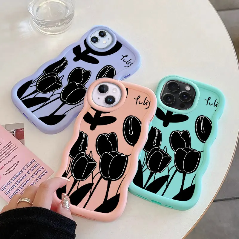 Мягкий чехол с волнистыми краями для iPhone XR 11 12 13 14 15 16 PRO MAX PLUS