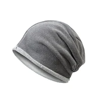 mens knitted autumn thin baggy beanie hat women casual solid color outdoor skullies cap soft curling brim bonnet turban caps